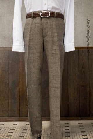 Borough Pants - Tan Linen Houndstooth - 30