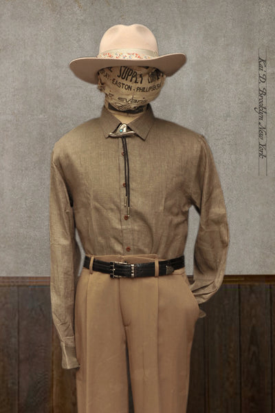 Delancey Shirt - Italian Linen - Taupe Heather - M, L, XL