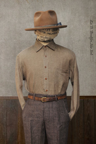 Cassady Shirt (Relaxed Cut)- Taupe Heather Belgian Linen - L, XXL