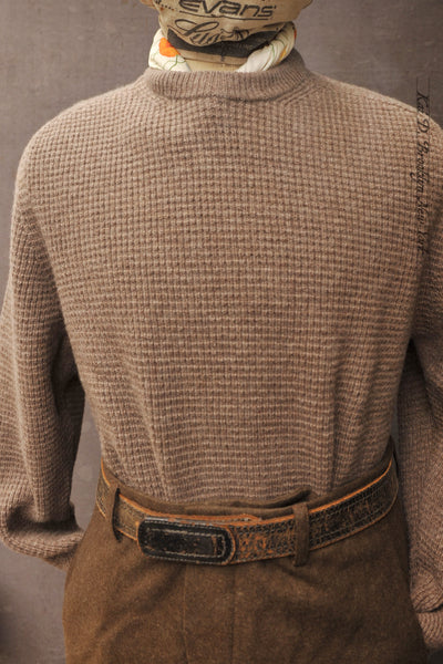 Waffle Stitch Raglan Sweater - Merino Cashmere - Grain - M, XL