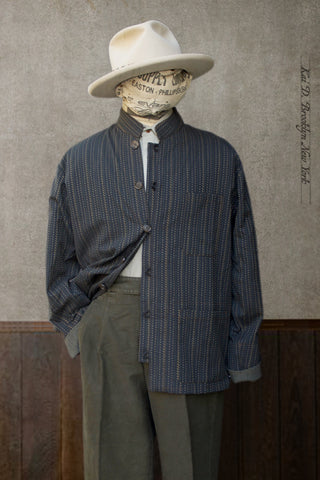 O'Hara Shirt - Teal Green Sashiko Cotton - M