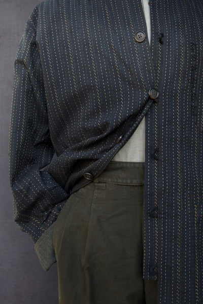O'Hara Shirt - Teal Green Sashiko Cotton - M