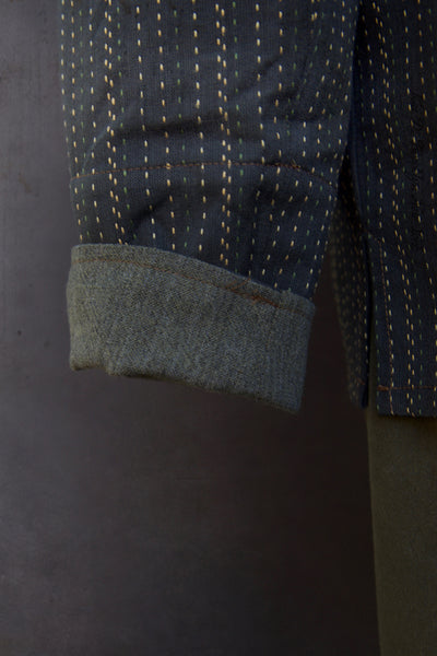 O'Hara Shirt - Teal Green Sashiko Cotton - M