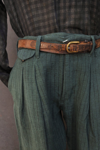 Wide Leg Pleated Pants -  Ticking Stripe - 2, 3, 4