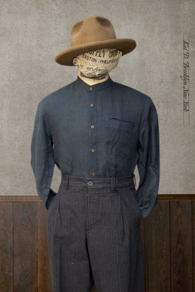 Tanner Shirt - Natural Dyed Linen Twill  - M, L, XL