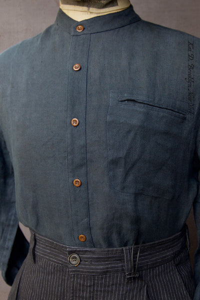 Tanner Shirt - Natural Dyed Linen Twill  - M, L, XL
