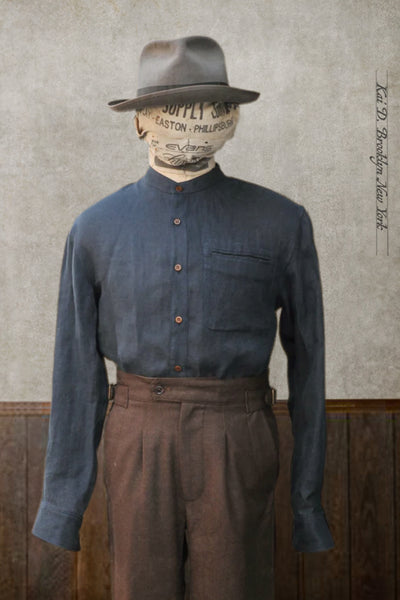 Tanner Shirt - Natural Dyed Linen Twill  - M, L, XL