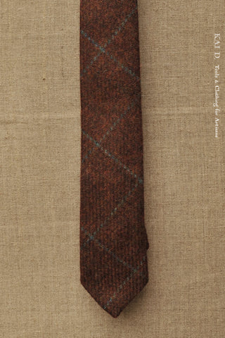 Irish Wool Plaid Tie - Deep Tobacco Brown