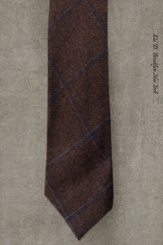 Wool Cashmere Plaid Tie - Tobacco Windowpane