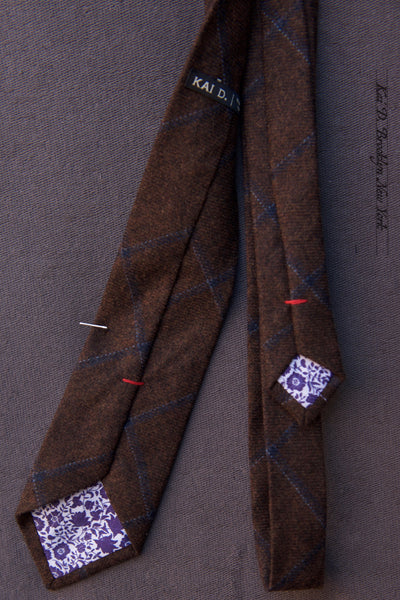 Wool Cashmere Plaid Tie - Tobacco Windowpane