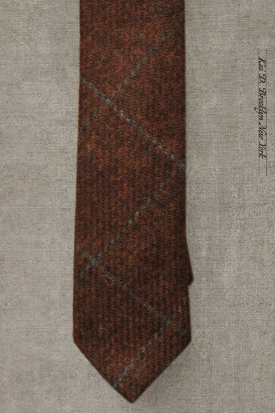 Irish Wool Plaid Tie - Deep Tobacco Brown