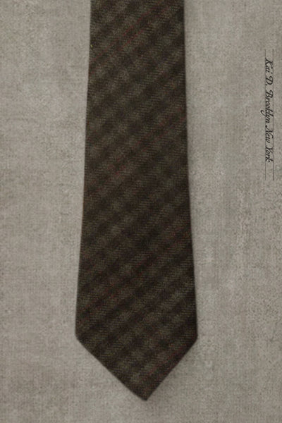 Tonal Check Wool Tie - Dark Grey