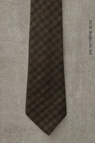 Tonal Check Wool Tie - Dark Grey