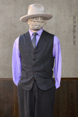 Shoemaker's Vest - Wool Cashmere Tonal Plaid  - L, XL, XXL, XXXL