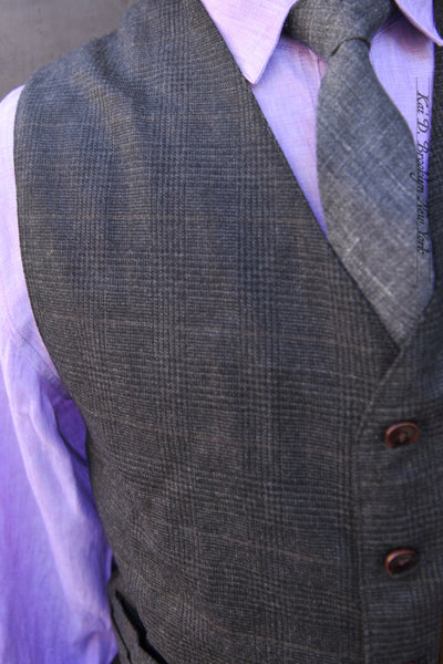 Shoemaker's Vest - Wool Cashmere Tonal Plaid  - L, XL, XXL, XXXL