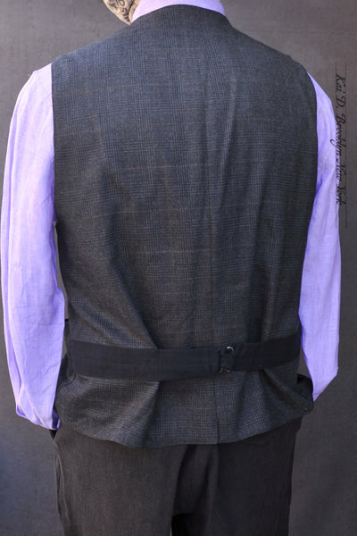 Shoemaker's Vest - Wool Cashmere Tonal Plaid  - L, XL, XXL, XXXL