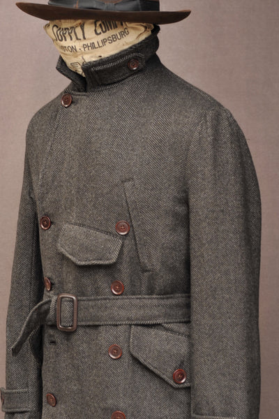 Motorcycle Trench- Herringbone Wool - M, L (NO RETURN)