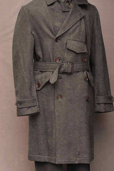 Motorcycle Trench- Herringbone Wool - M, L (NO RETURN)