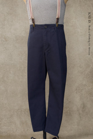 Trygve Wide Cut Trousers - Blue Canvas - XL