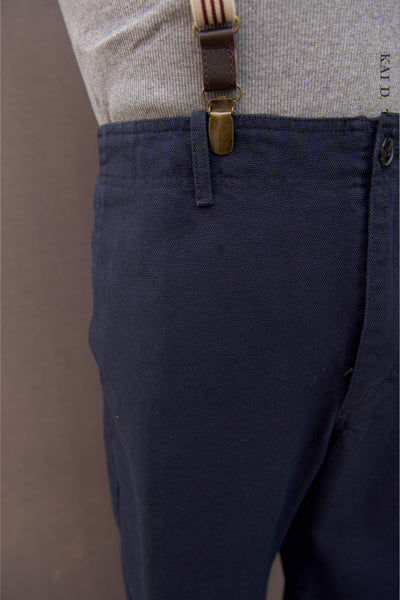 Trygve Wide Cut Trousers - Blue Canvas - XL
