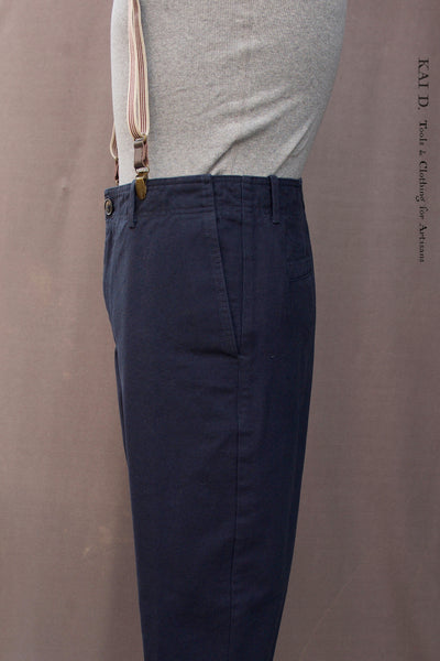Trygve Wide Cut Trousers - Blue Canvas - XL