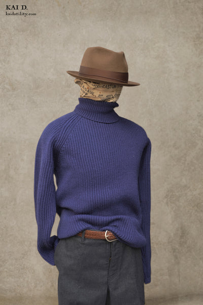 Heavy Knit Turtleneck - Royal Blue - S, M, L