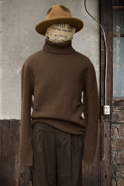 Soft Boucle Wool Turtleneck Sweater - Bark Brown -  M, L, XL (NO RETURN)
