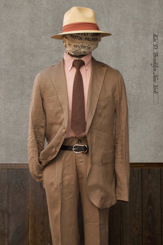 Tuscany Jacket - Brown Air Weight Linen - L, XL (NO RETURN)
