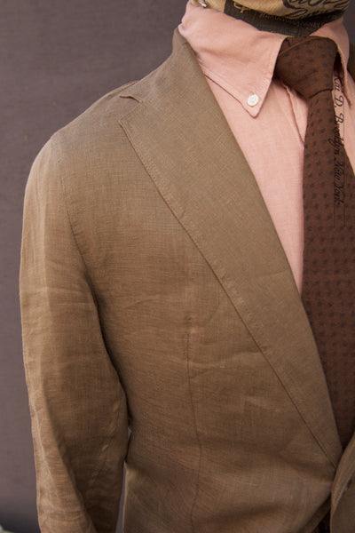 Tuscany Jacket - Brown Air Weight Linen - L, XL (NO RETURN)
