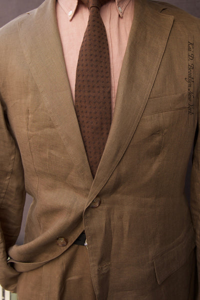 Tuscany Jacket - Brown Air Weight Linen - L, XL (NO RETURN)