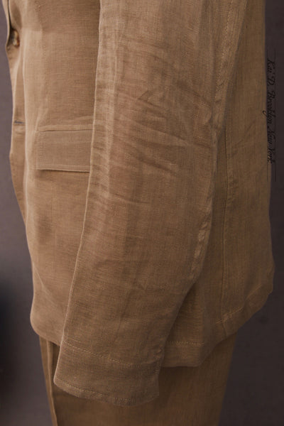 Tuscany Jacket - Brown Air Weight Linen - L, XL (NO RETURN)