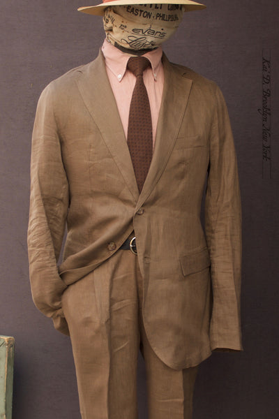Tuscany Jacket - Brown Air Weight Linen - L, XL (NO RETURN)