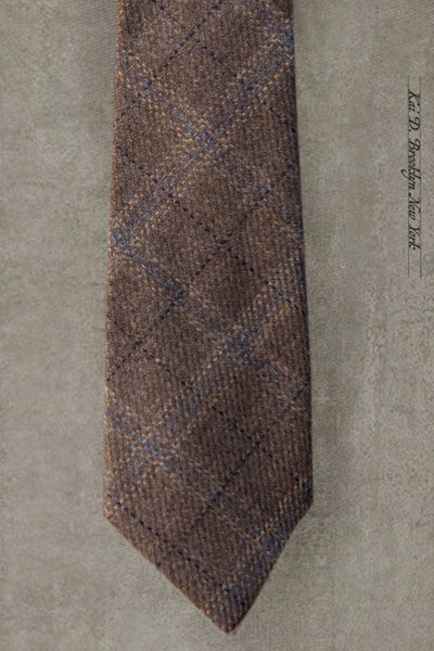Wool Cashmere Plaid Tie - Tuscany Tan Plaid