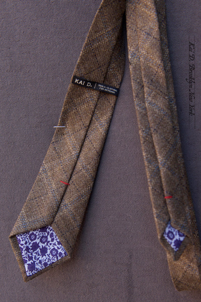 Wool Cashmere Plaid Tie - Tuscany Tan Plaid