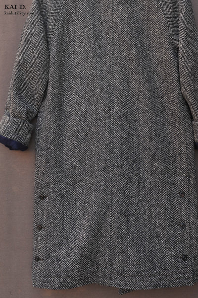 Keaton Trench Coat - Heavy Wool Herringbone Tweed- XS, S, M