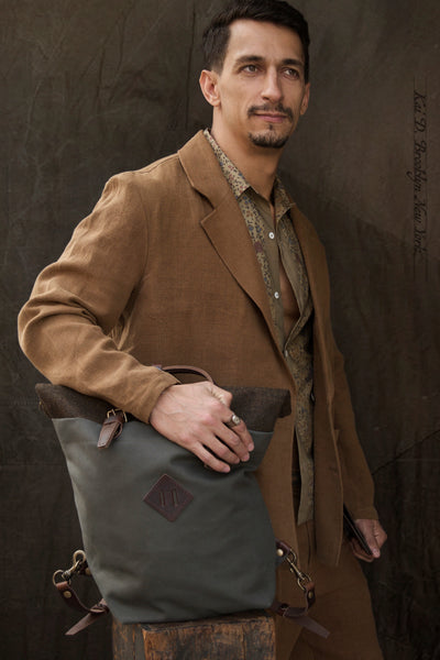 Woody Backpack S - Dark Khaki + Tweed (NO RETURN)