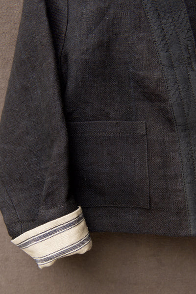 Children's Kimono Jacket - Two Tone Indigo Linen - S