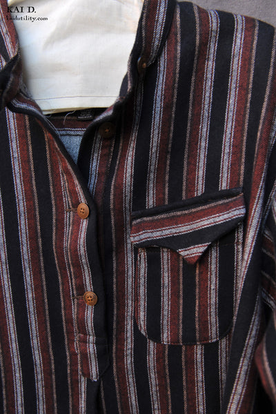 Uno Pull Over Shirt - Dark Blue Stripe - S