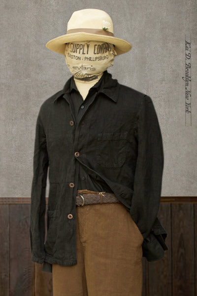 No. 5 Linen Jacket- Over Dyed Black -  44 (M) (NO RETURN)