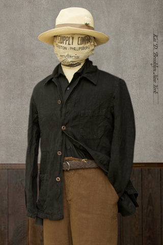 No. 5 Linen Jacket- Over Dyed Black -  44 (M) (NO RETURN)