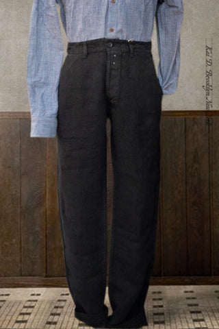 Heavy Linen Chore Pants - Black - 34, 36