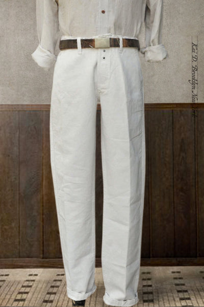 Cotton Linen Chore Pants - Ecru - 31, 33, 34
