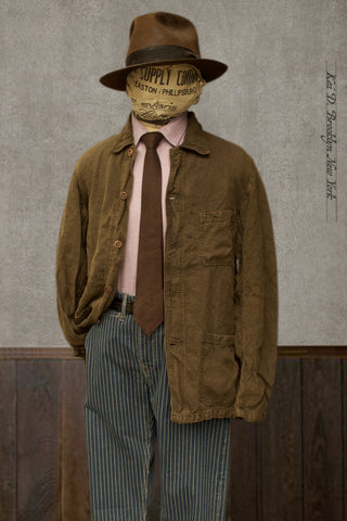 No. 5 Linen Jacket- Over Dyed Olive -  46 (M) (NO RETURN)