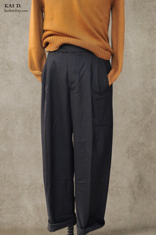 Wide Leg Matisse Pants - Black Virgin Wool - 30, 32, 34