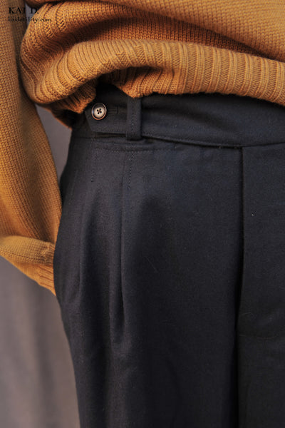 Wide Leg Matisse Pants - Black Virgin Wool - 30, 32, 34