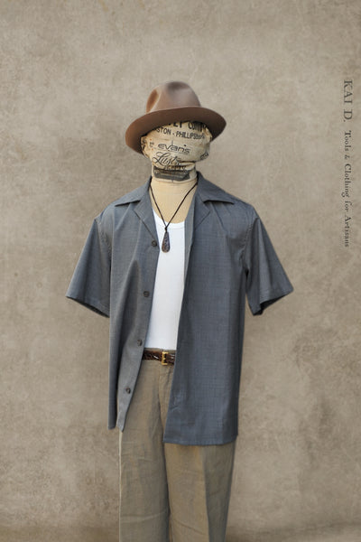 Artist Lounge Shirt - Grey Tropical Wool - M, L (Relaxed Fit)