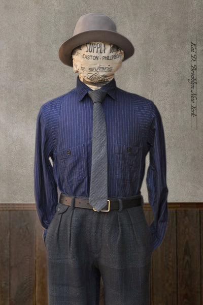 Blue Blanket Work Shirt - Wabash Stripe - M/L (NO RETURN)