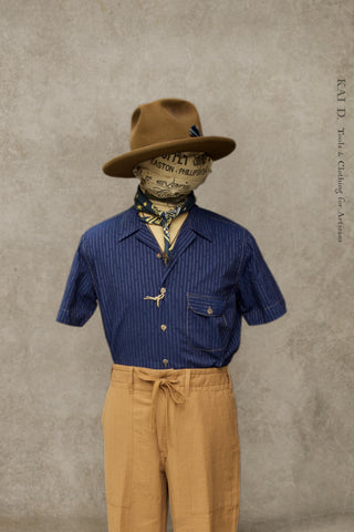 Indigo Stripe Camp Shirt - Dark Indigo - M, L, XL (Copy)