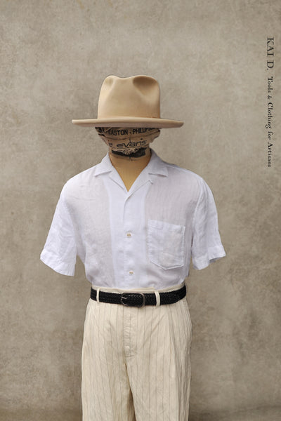 Short Sleeve Cannes Linen Shirt - White - 39, 43, 45