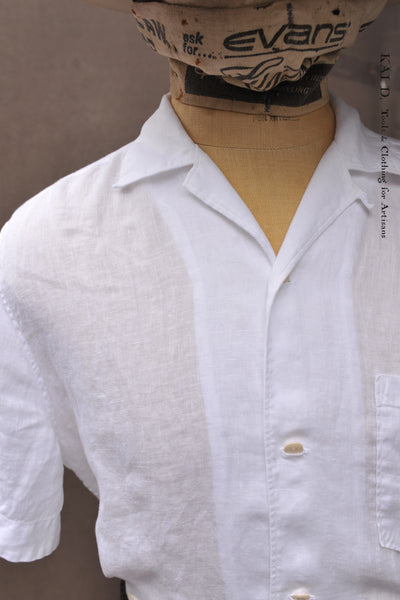 Short Sleeve Cannes Linen Shirt - White - 39, 43, 45